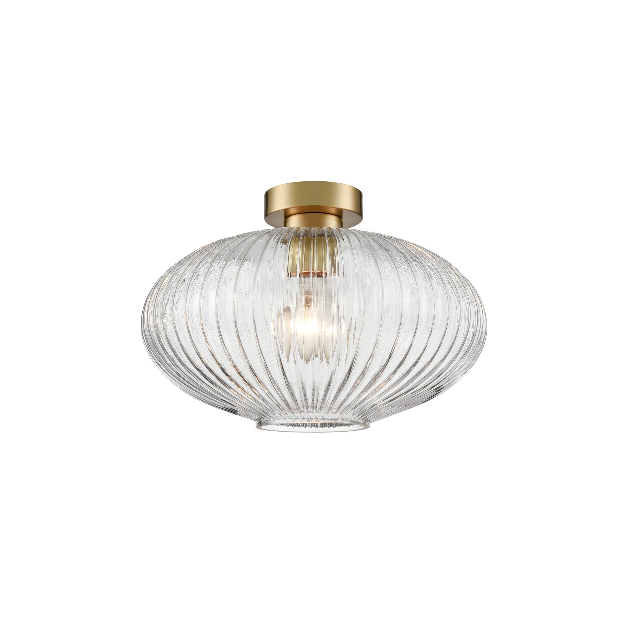 Franklite Mezcla Flush Fitting - Aged Brass & Amber Glass