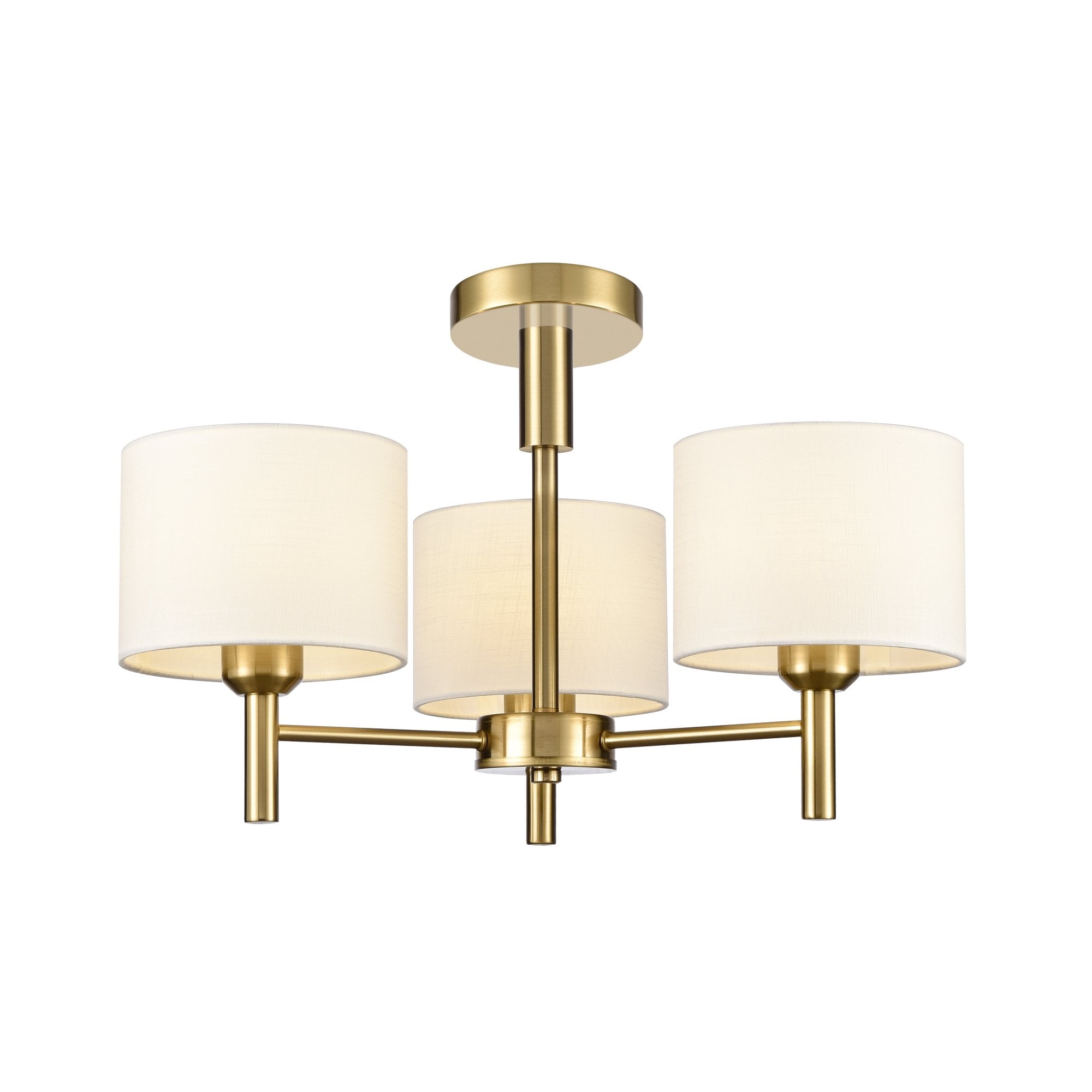 Franklite Barolo 3 Light Pendant / Semi-Flush - Aged Brass & Cream Shades
