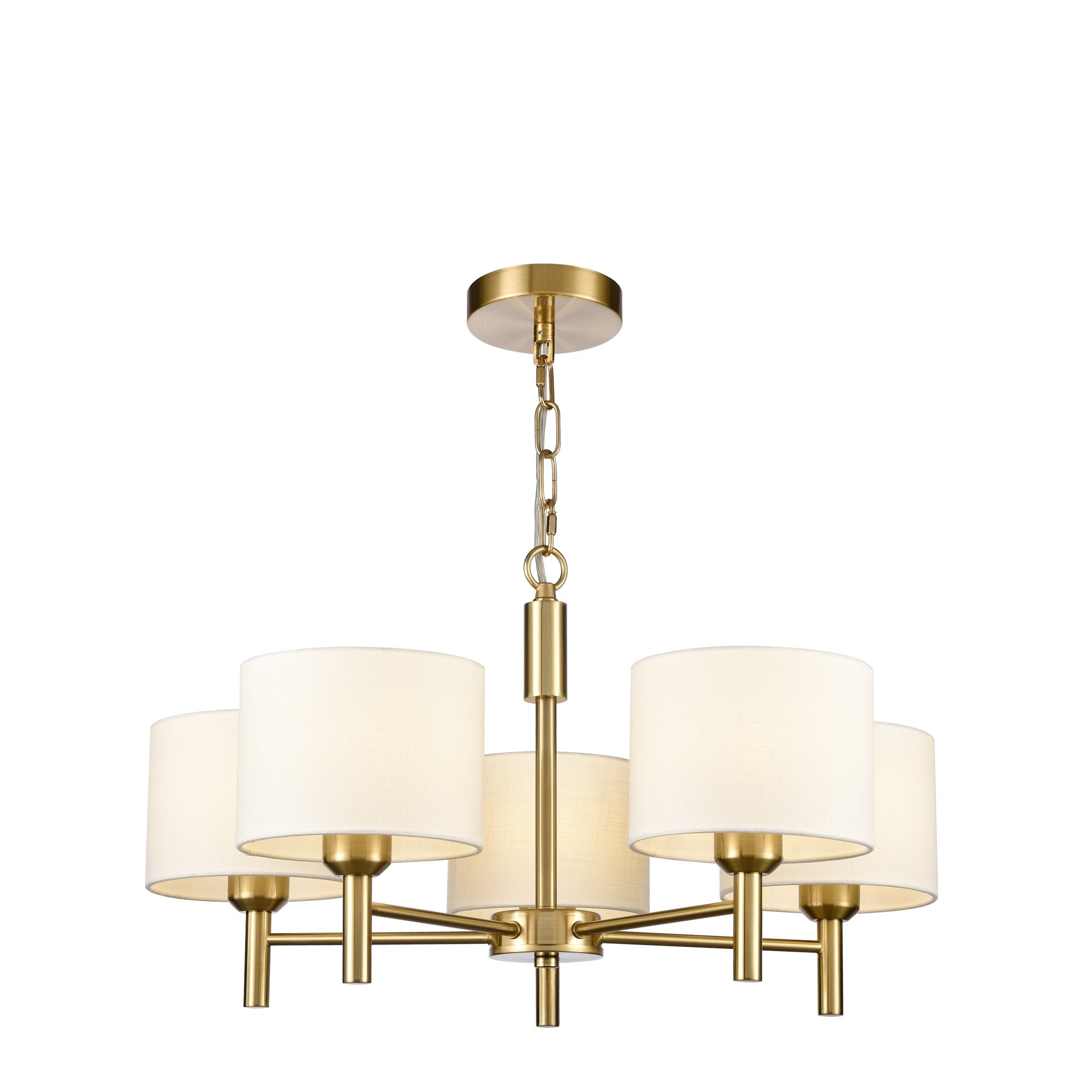 Franklite Barolo 5 Light Pendant / Semi-Flush - Aged Brass & Cream Shades
