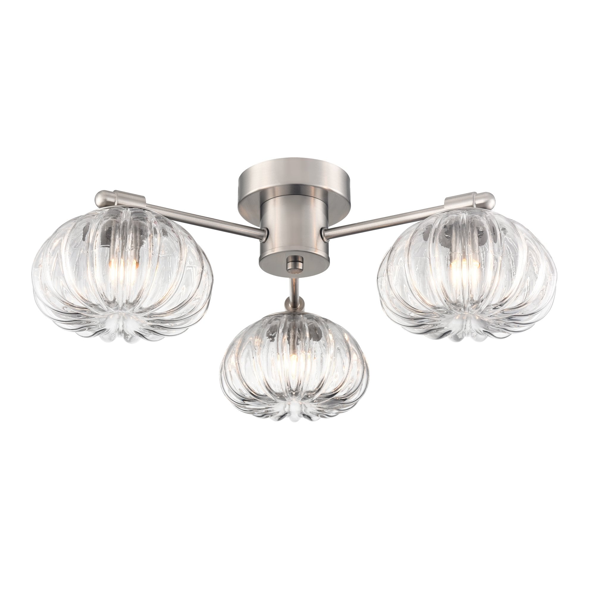 Franklite Harvest 3 Light Flush Fitting - Satin Nickel