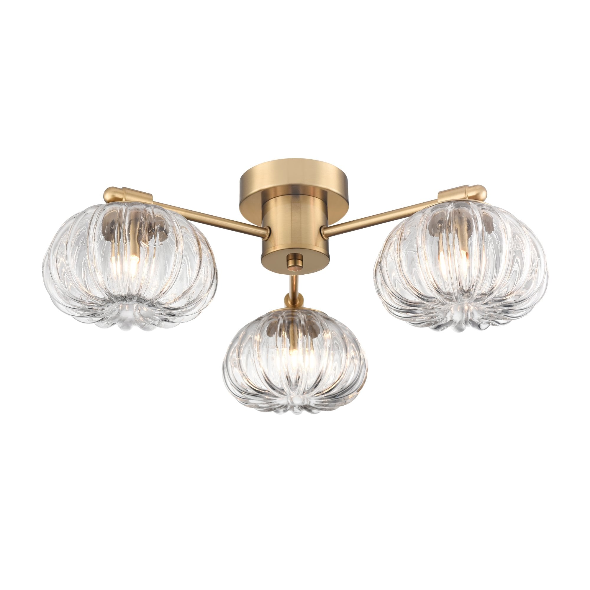 Franklite Harvest 3 Light Flush Fitting - Aged Brass