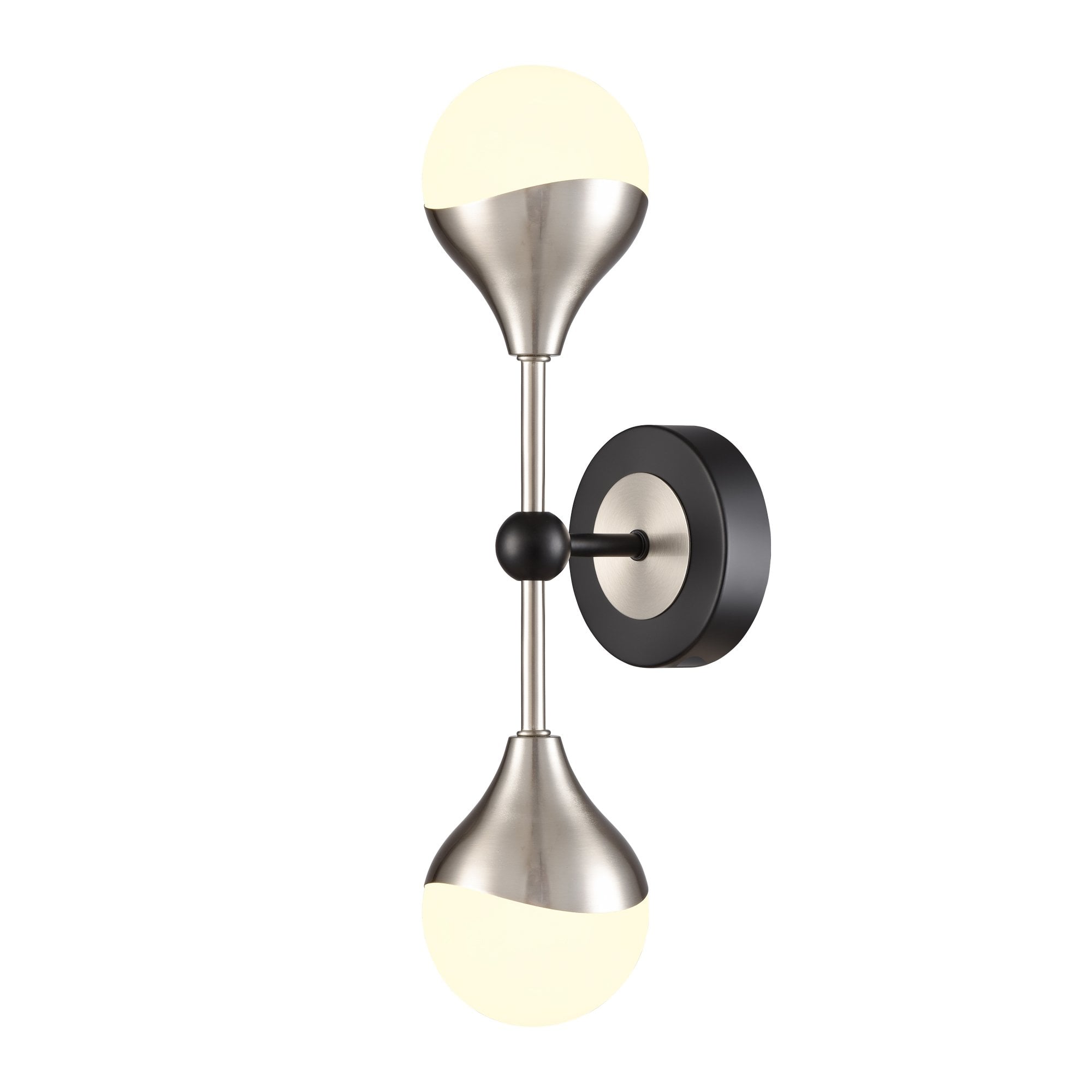 Franklite Nexus 2 Light Wall Light - Matt Black & Satin Nickel