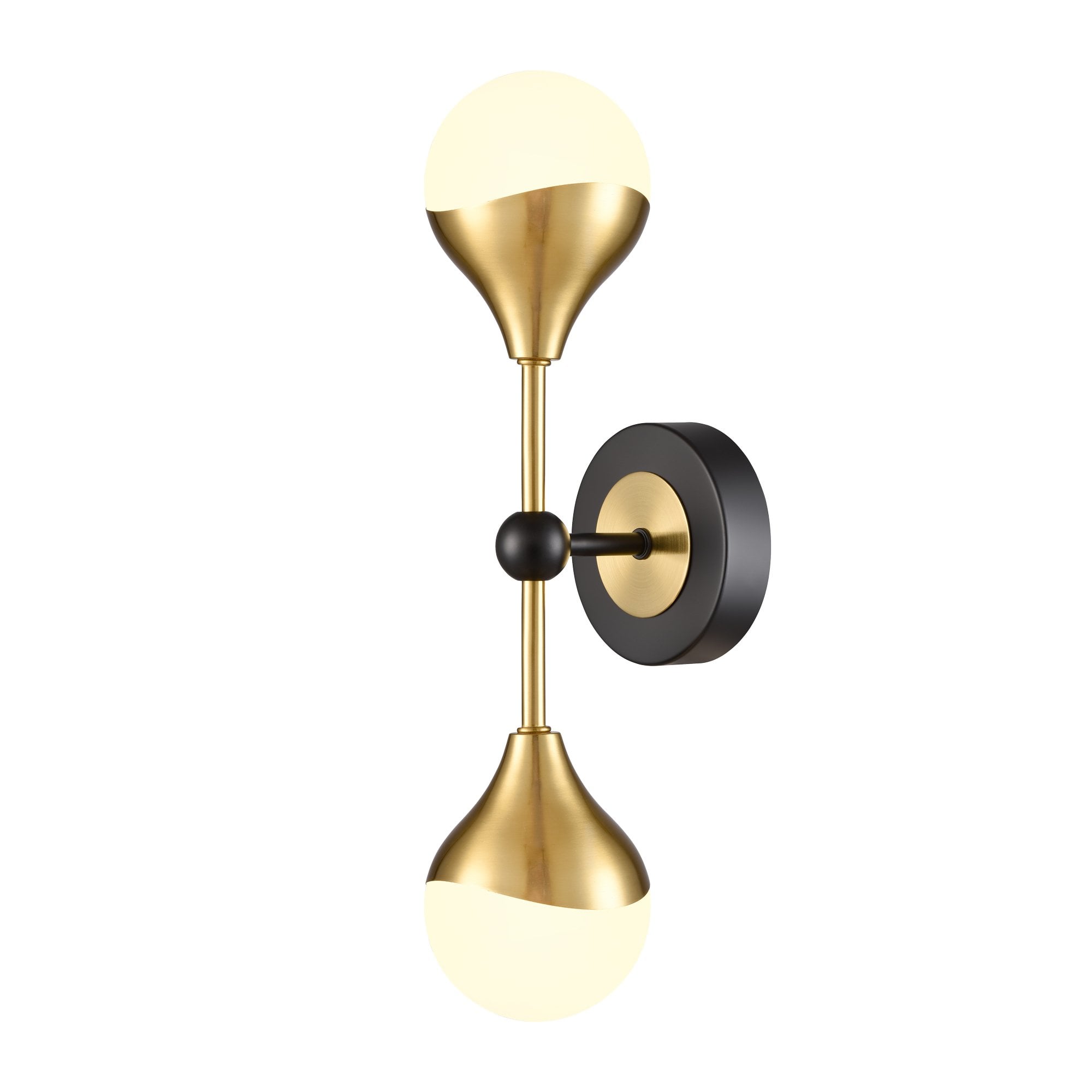 Franklite Nexus 2 Light Wall Light - Matt Black & Aged Brass