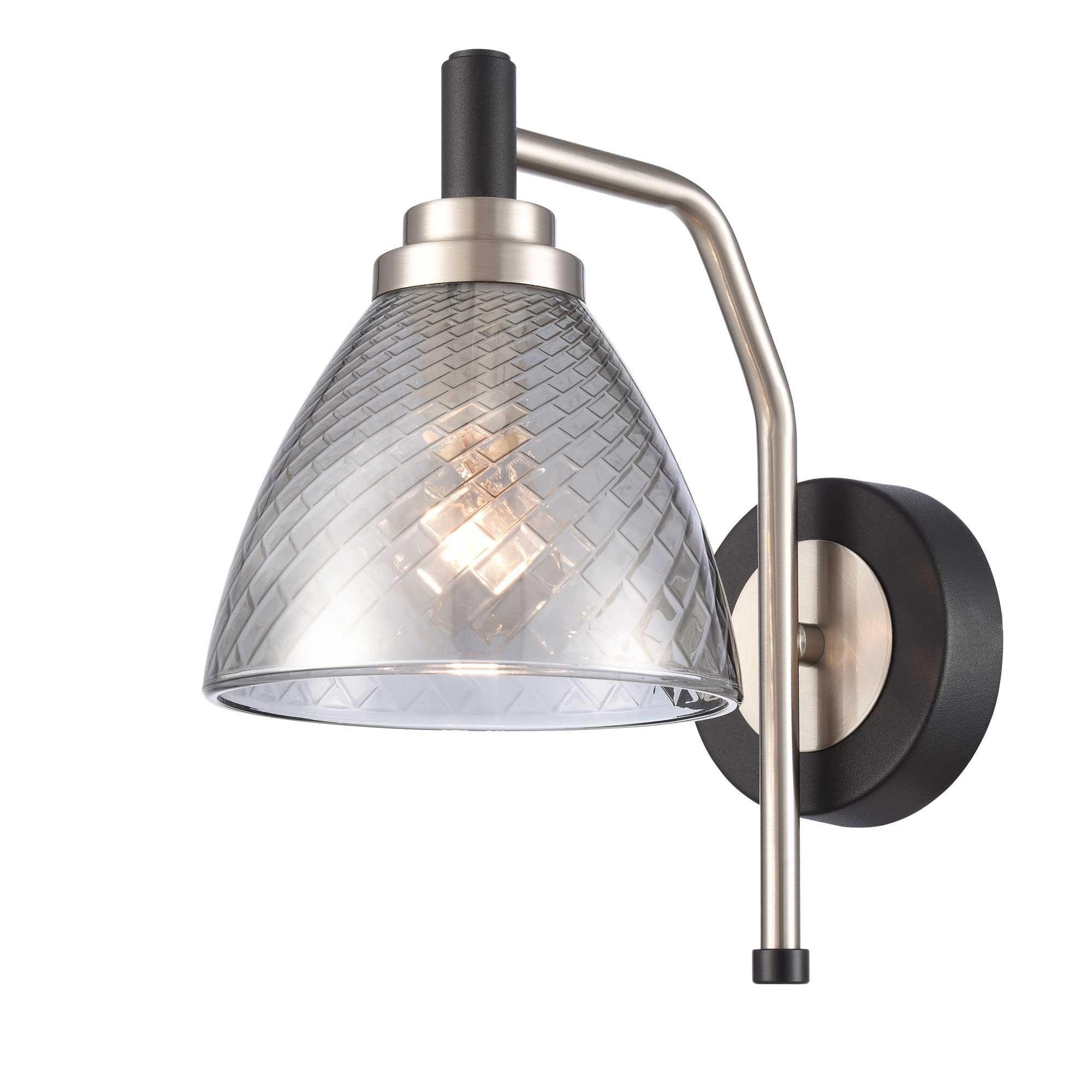 Franklite Metro 1 Light Wall Light - Matt Black & Satin Nickel