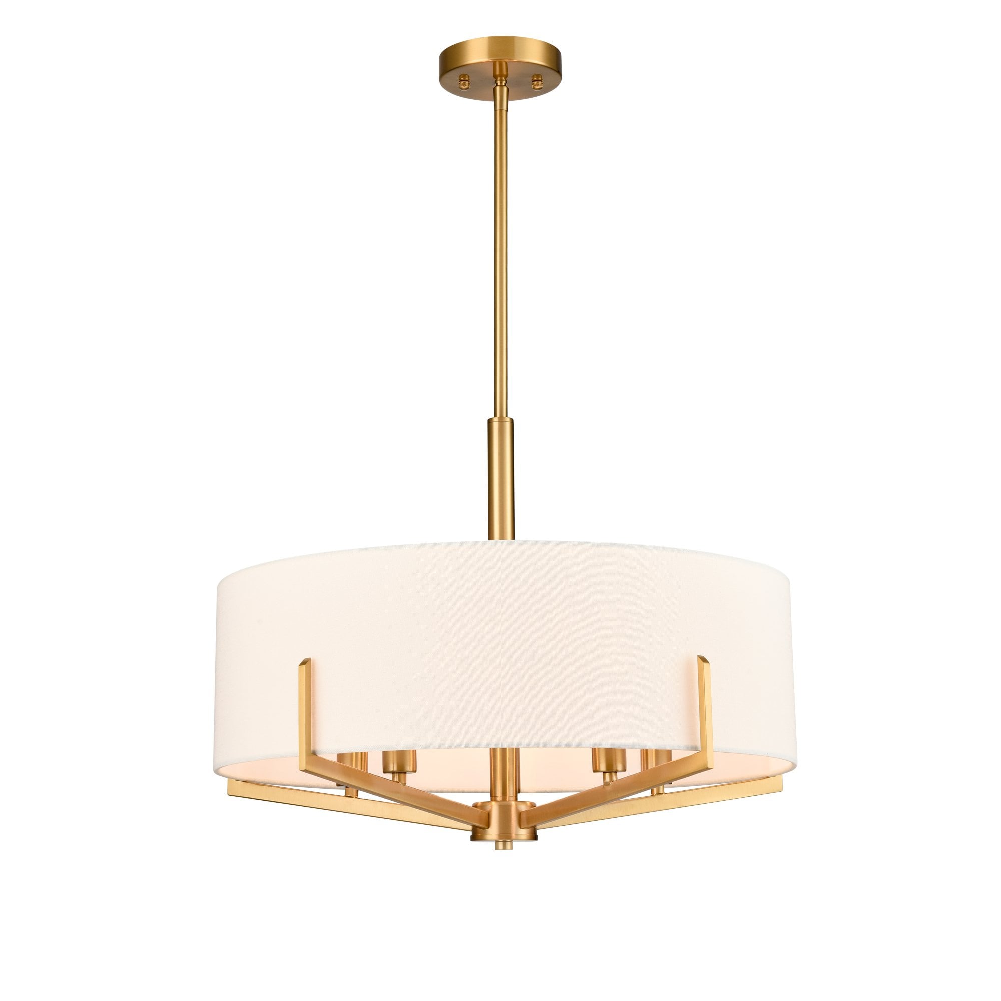 Franklite Clifton 5 Light Pendant / Semi-Flush - Aged Brass & Cream