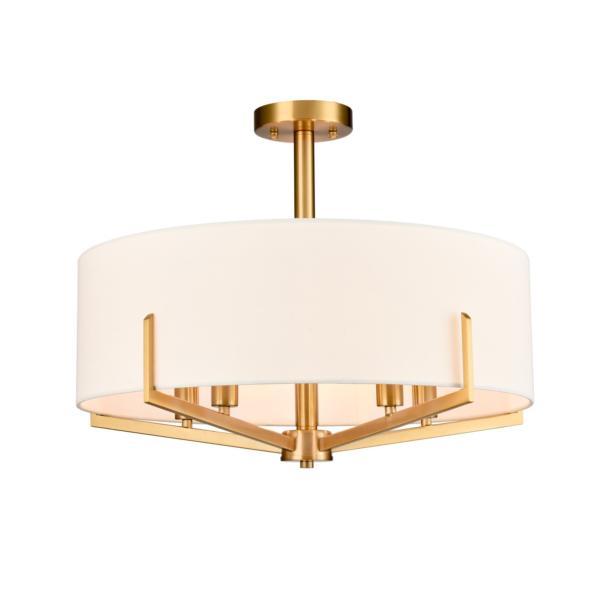 Franklite Clifton 5 Light Pendant / Semi-Flush - Aged Brass & Cream