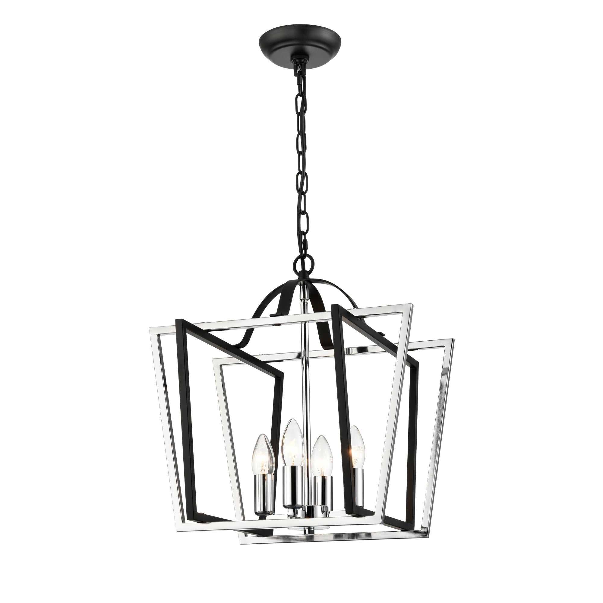 Franklite Aviary Small 4 Light Lantern - Matt Black & Chrome