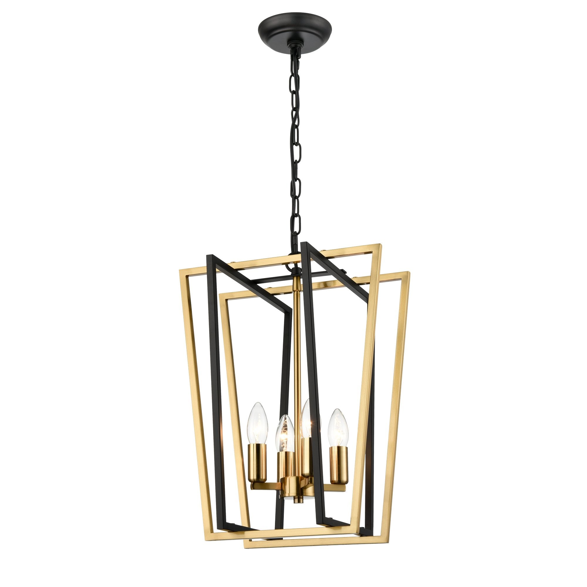 Franklite Aviary Large 4 Light Lantern - Matt Black & Aged Brass