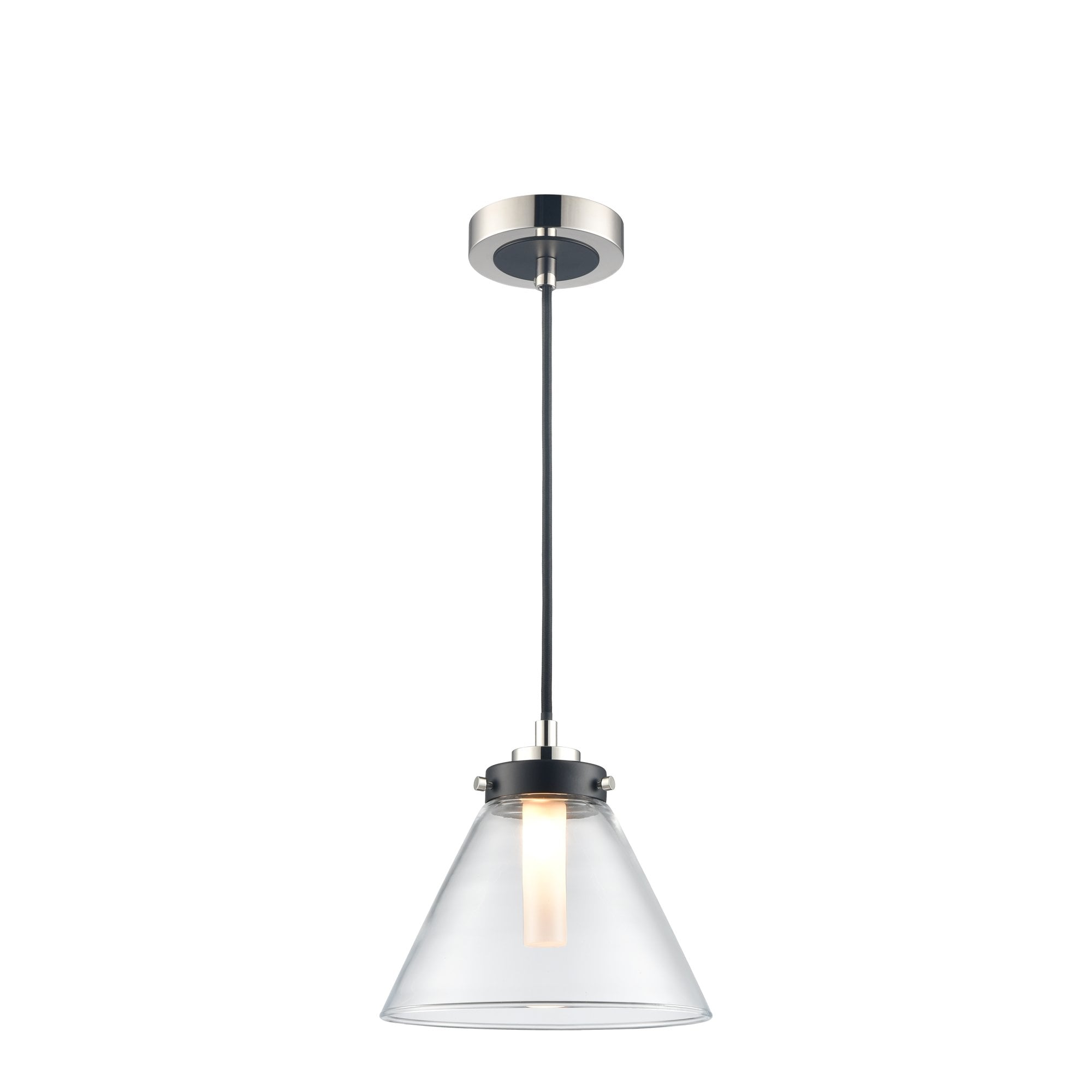 Franklite Conica IP44 Pendant - Matt Black & Polished Nickel