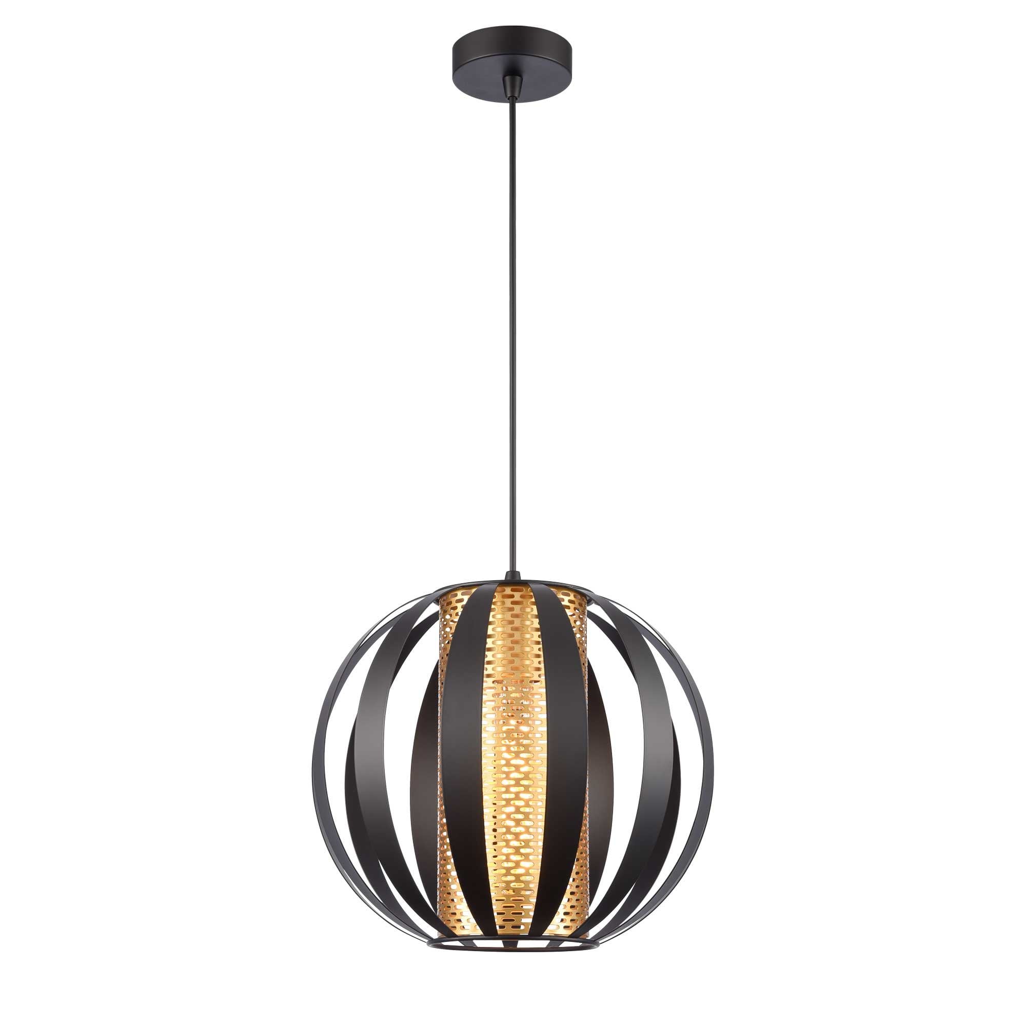 Franklite Flare 300mm Pendant / Flush Fitting - Gold & Matt Black