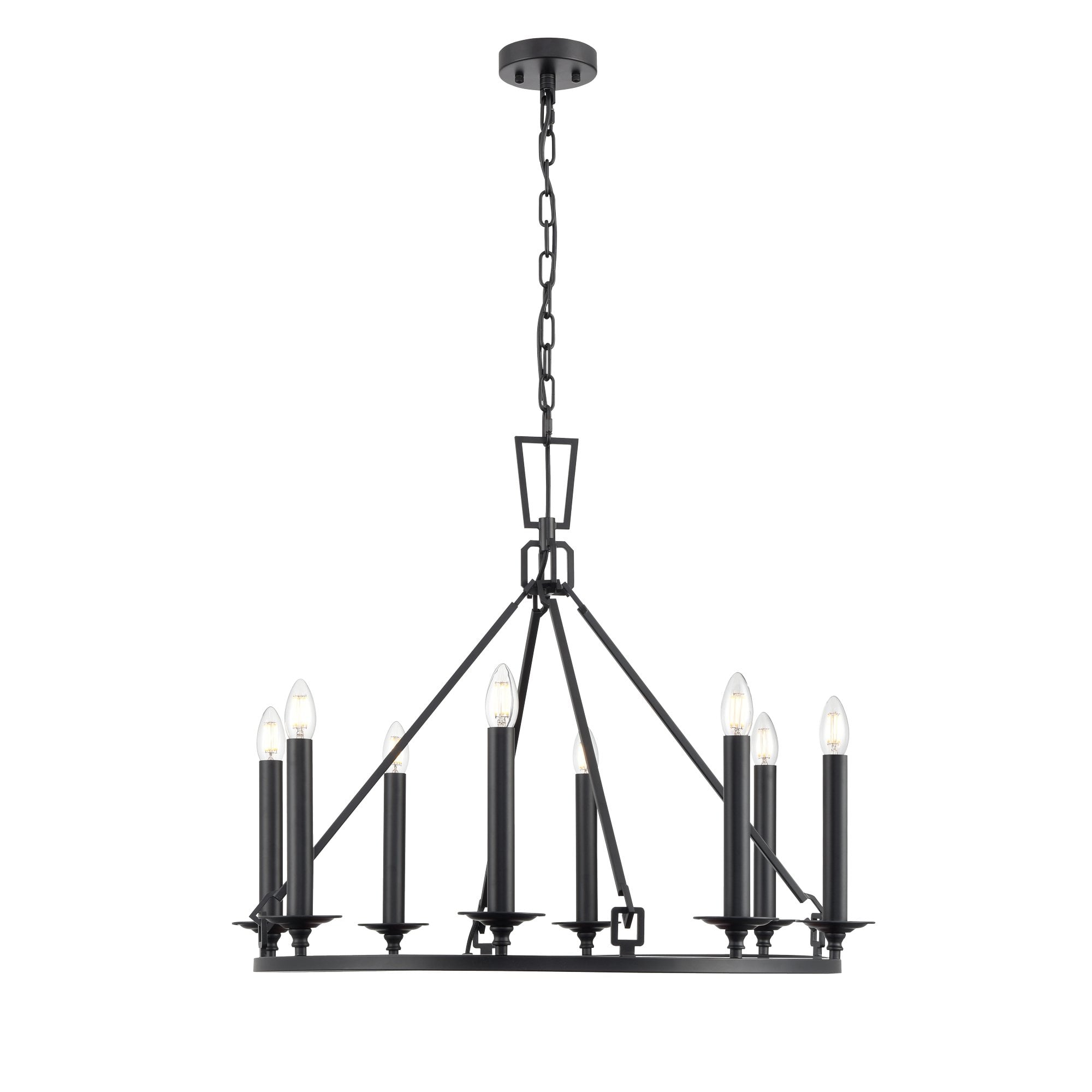 Franklite Tudor 8 Light Chandelier - Matt Black