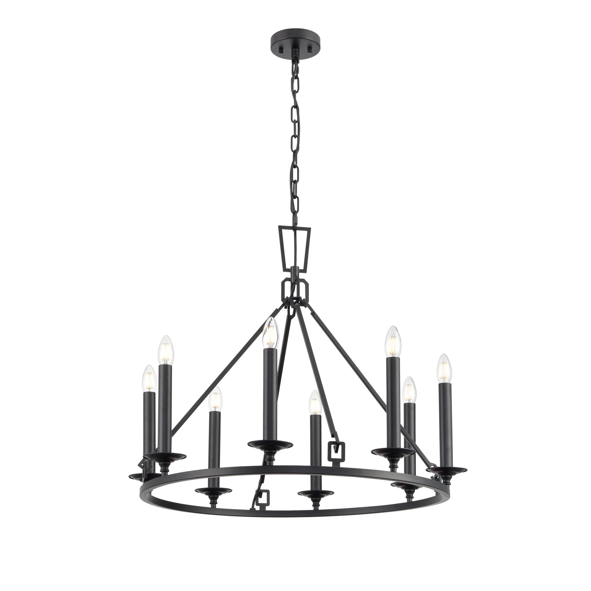 Franklite Tudor 8 Light Chandelier - Matt Black