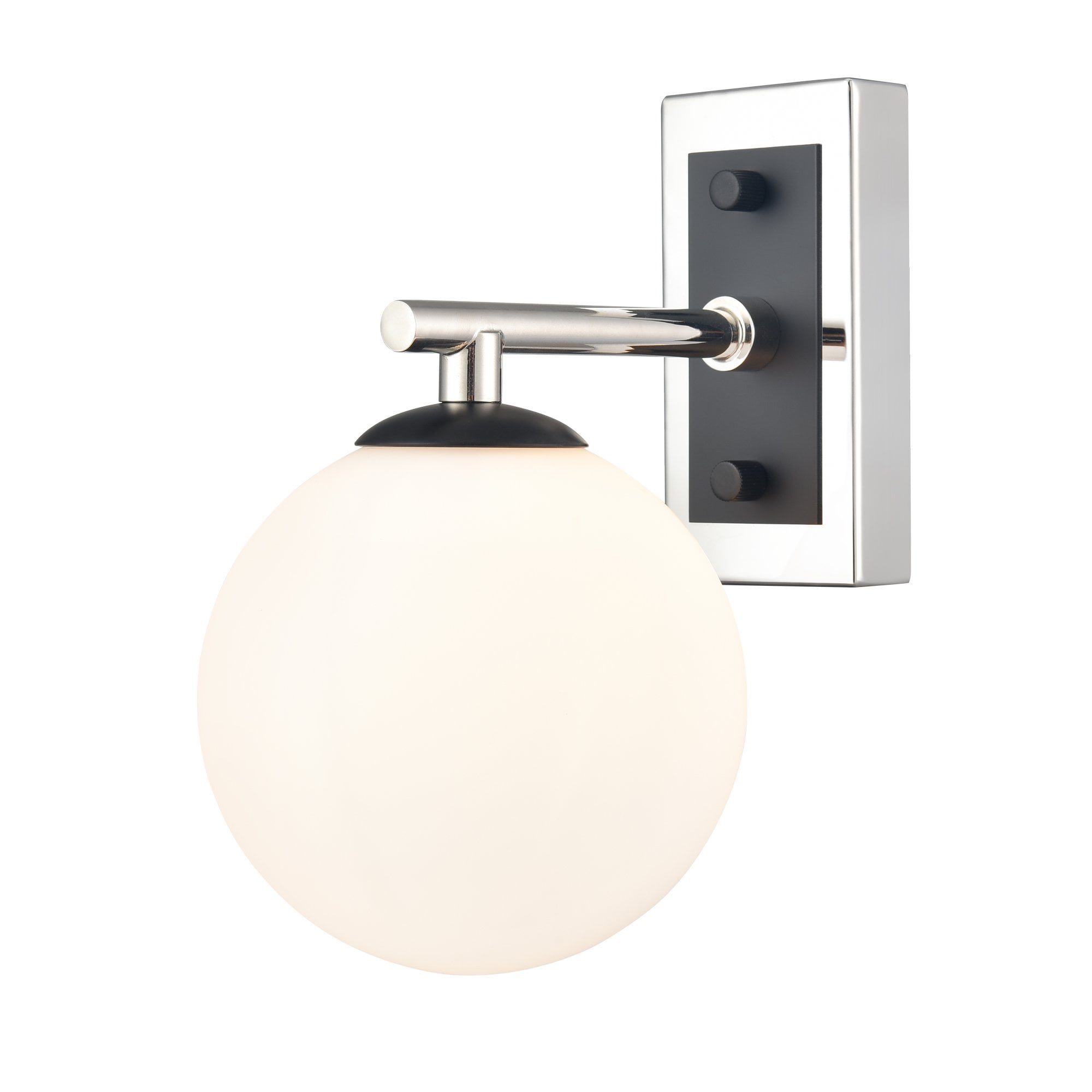 Franklite Stellar IP44 Wall Light - Polished Nickel & Matt Opal Glass