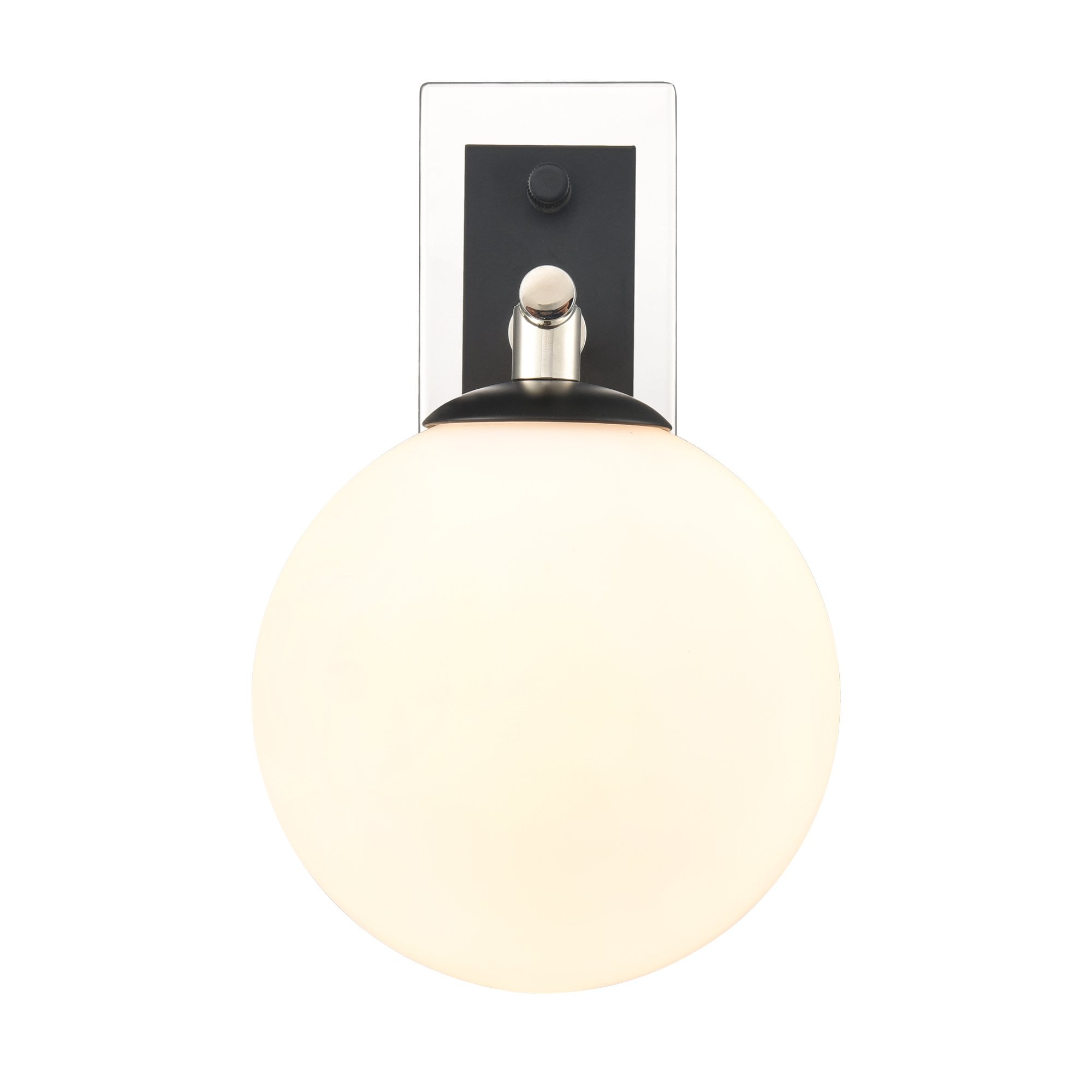 Franklite Stellar IP44 Wall Light - Polished Nickel & Matt Opal Glass