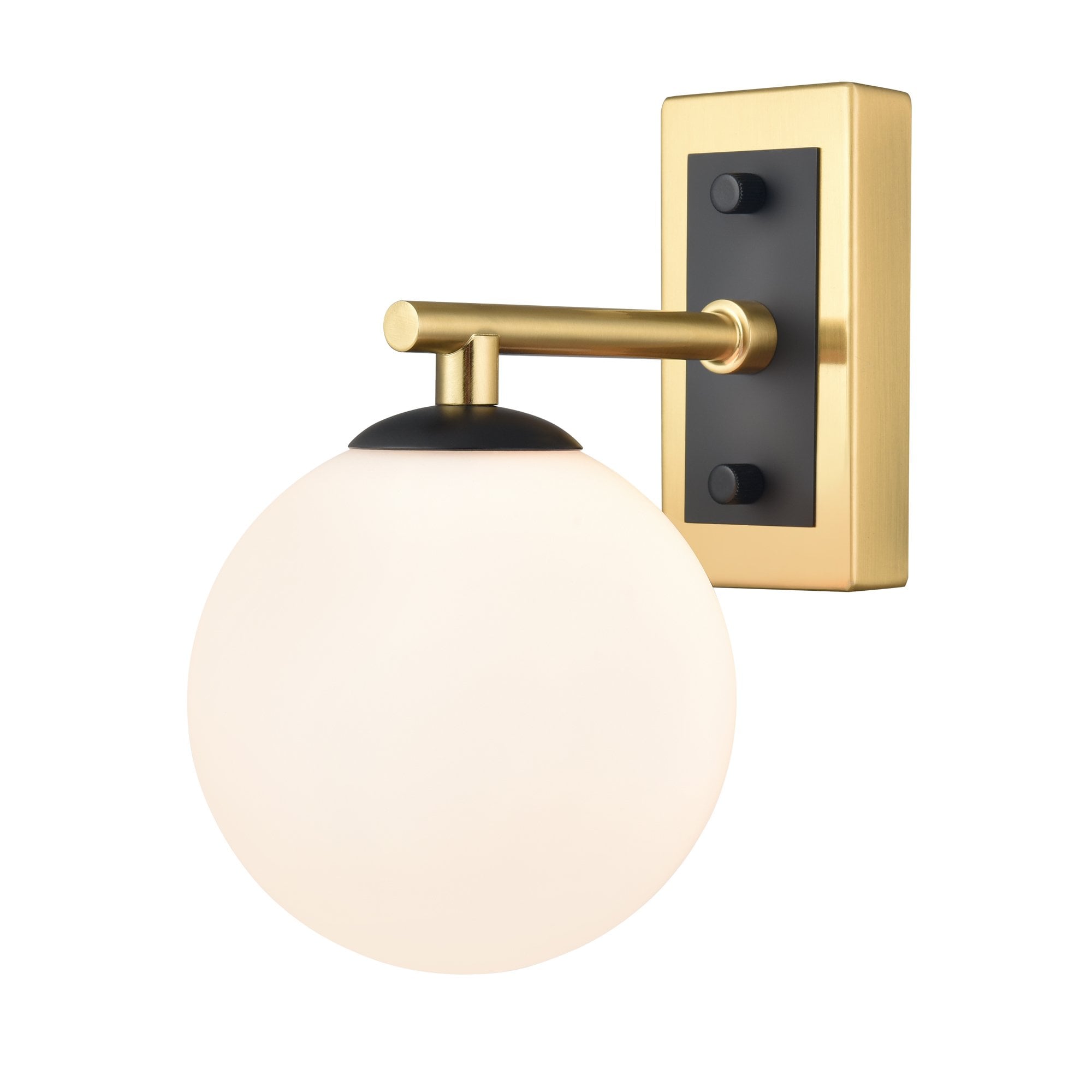 Franklite Stellar IP44 Wall Light - Aged Brass & Matt Opal Glass