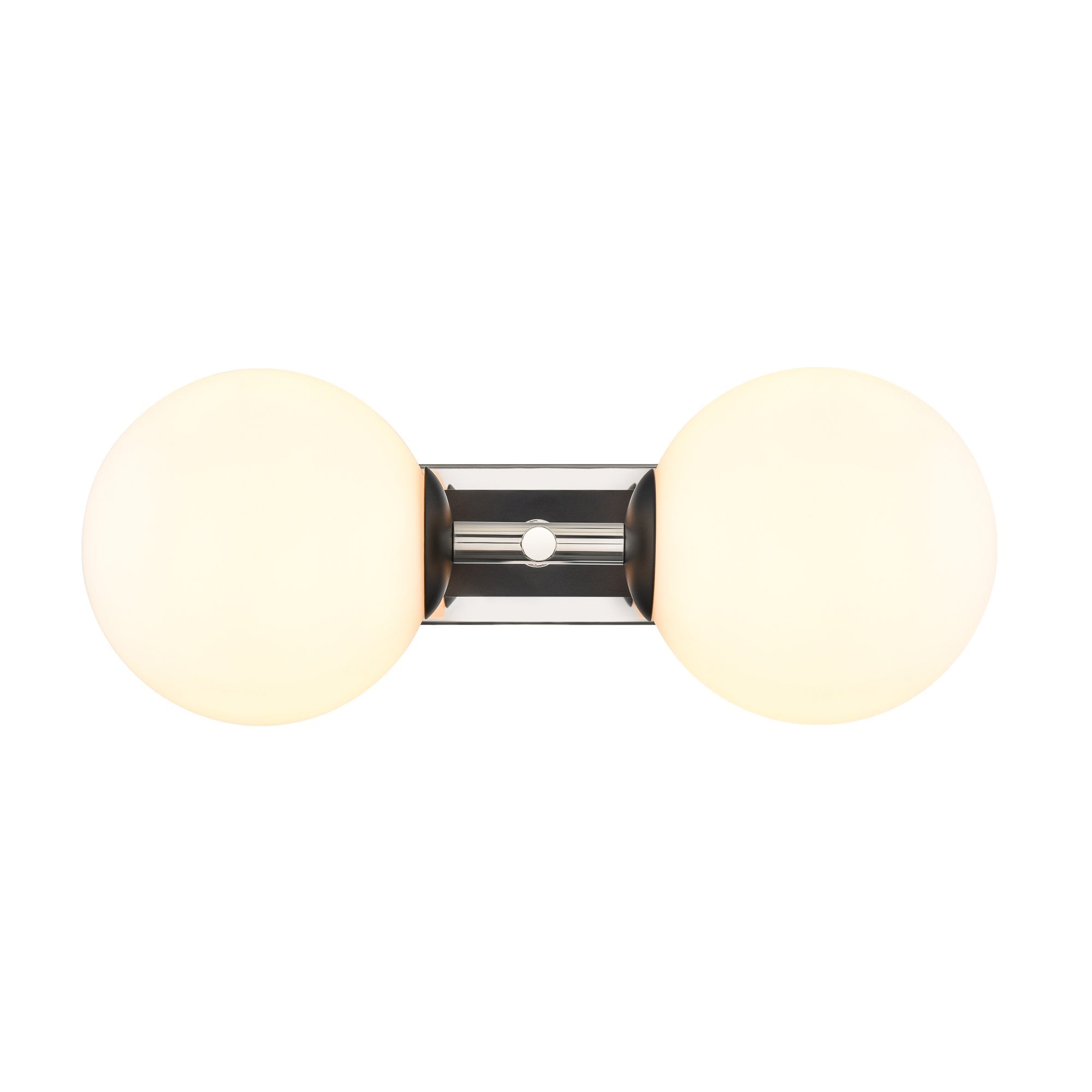 Franklite Stellar 2 Light IP44 Wall Light - Polished Nickel & Matt Opal Glass