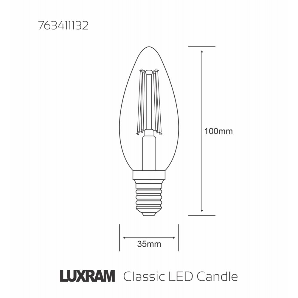 Luxram Value Classic 4W LED Candle E14 Natural White - 4000k (Dimmable)