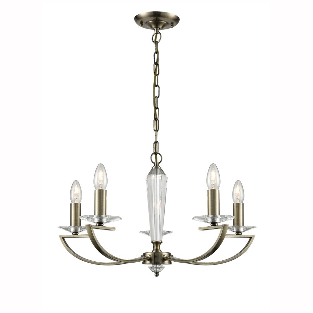 Franklite Artemis 5 Light Fitting - Bronze & Crystal Glass