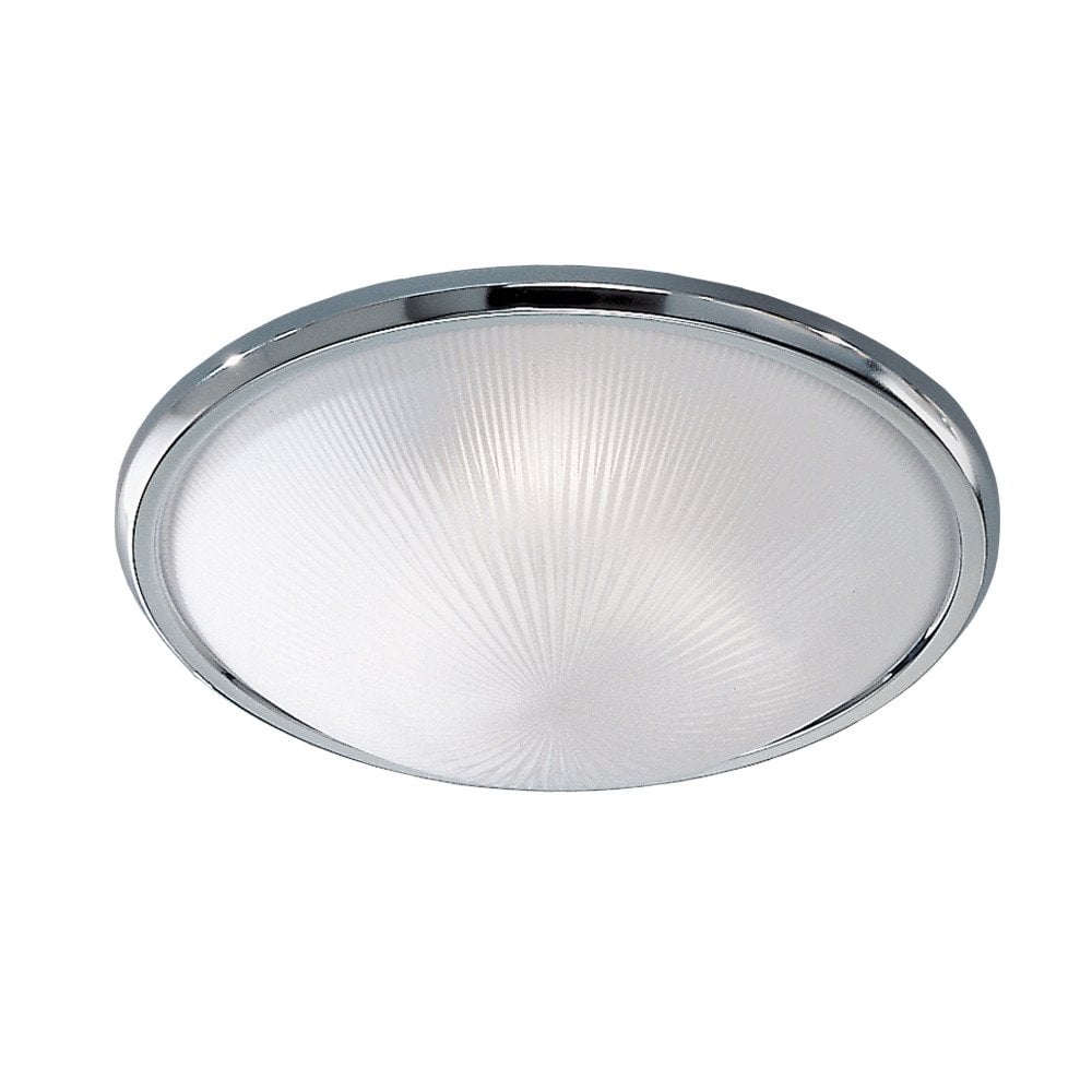 Franklite Prisma 400mm Circular Flush - Frosted Glass & Chrome