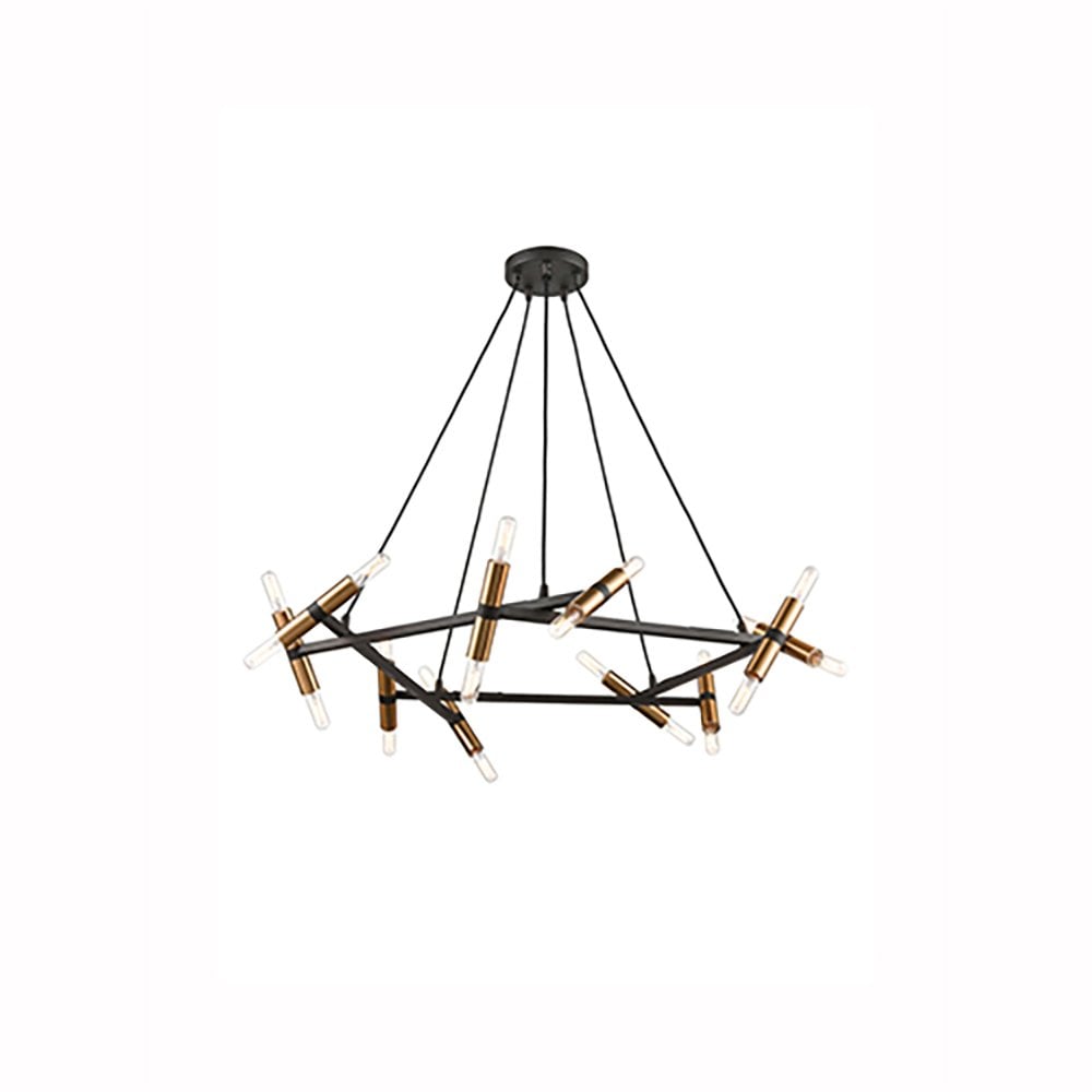 Franklite Anglit 20 Light Pendant - Gold & Matt Black