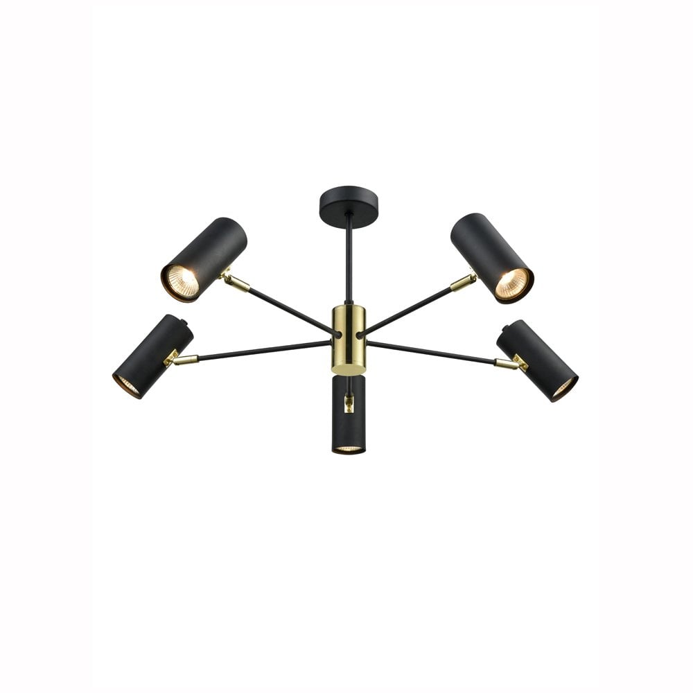Franklite Aspect 5 Light Fitting - Black & Antique Gold