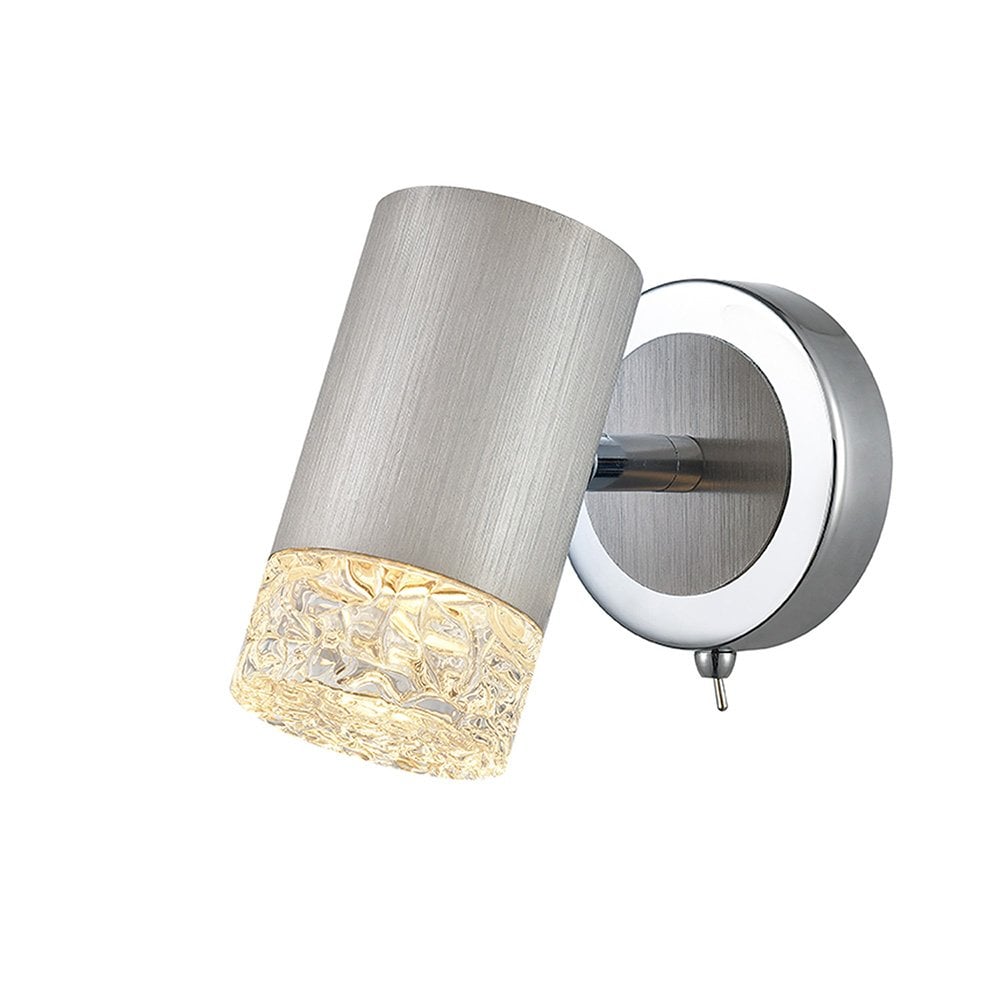 Franklite Cordelia 1 light Wall Bracket - Satin Brushed Silver & Chrome