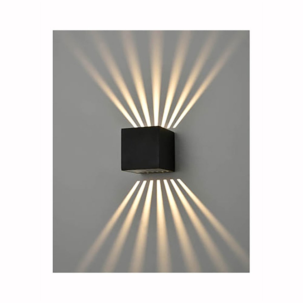 Franklite Aura 6W Square Wall Light - Cast Aluminium & Matt Black