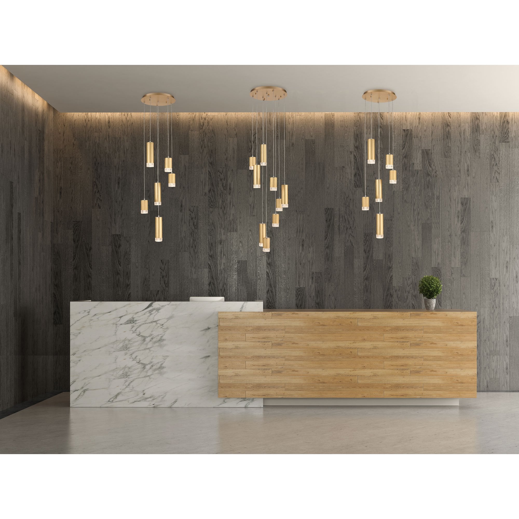 Franklite Cordelia 18 Light Spreader Pendant - Satin Brushed Gold