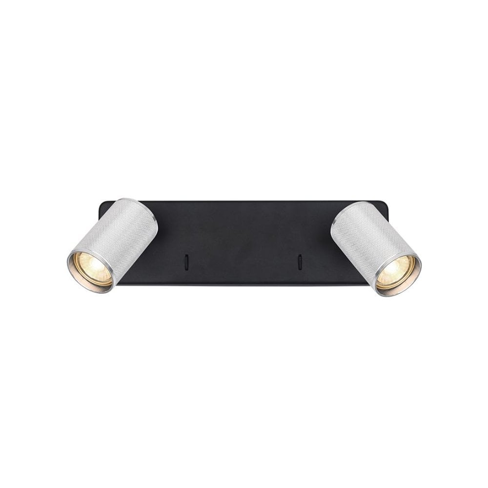 Franklite Broadway 2 Light Spotlight - Matt Black & Polished Nickel