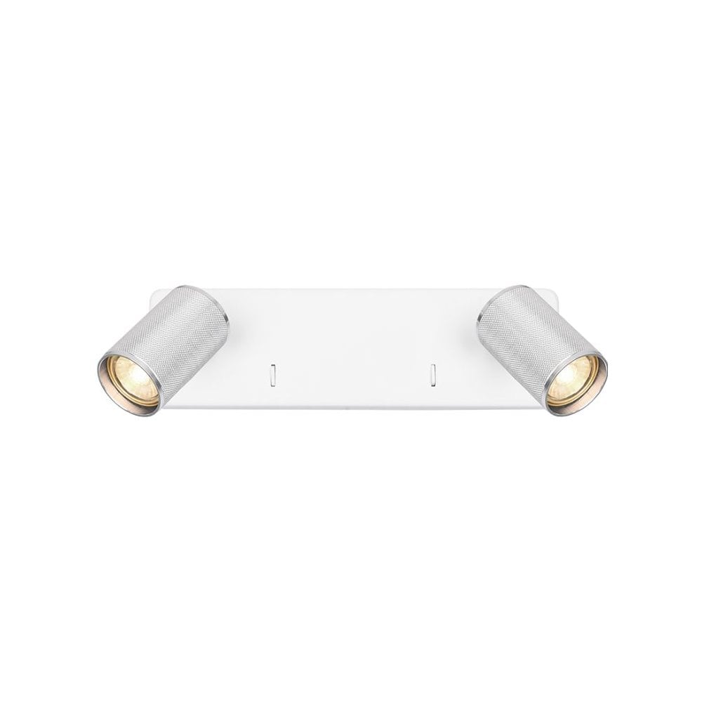 Franklite Broadway 2 Light Spotlight - Matt White & Polished Nickel