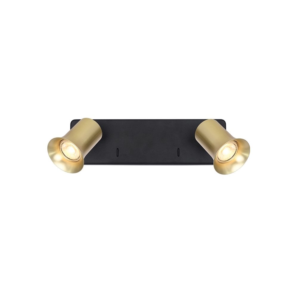 Franklite Broadway 2 Light Spotlight - Matt Black & Satin Brass