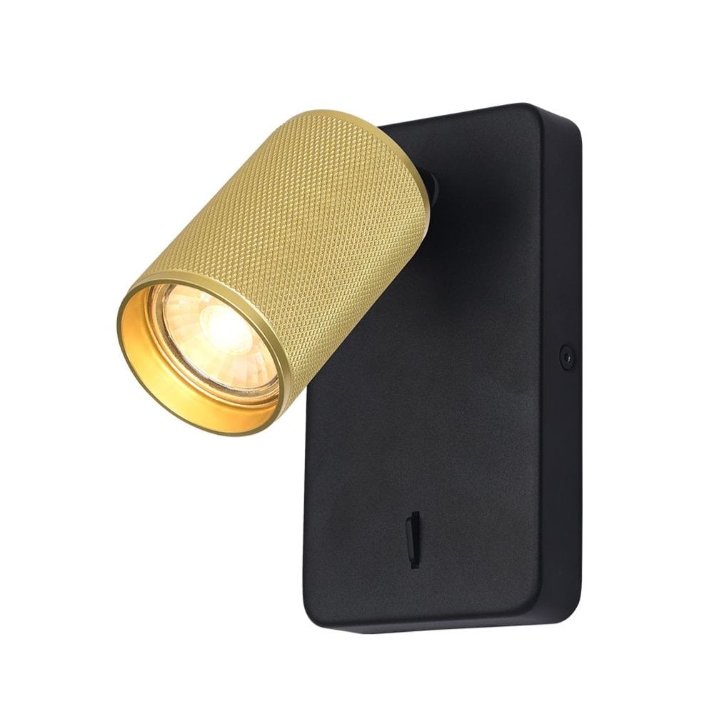 Franklite Broadway 1 Light Spotlight - Matt Black & Brass