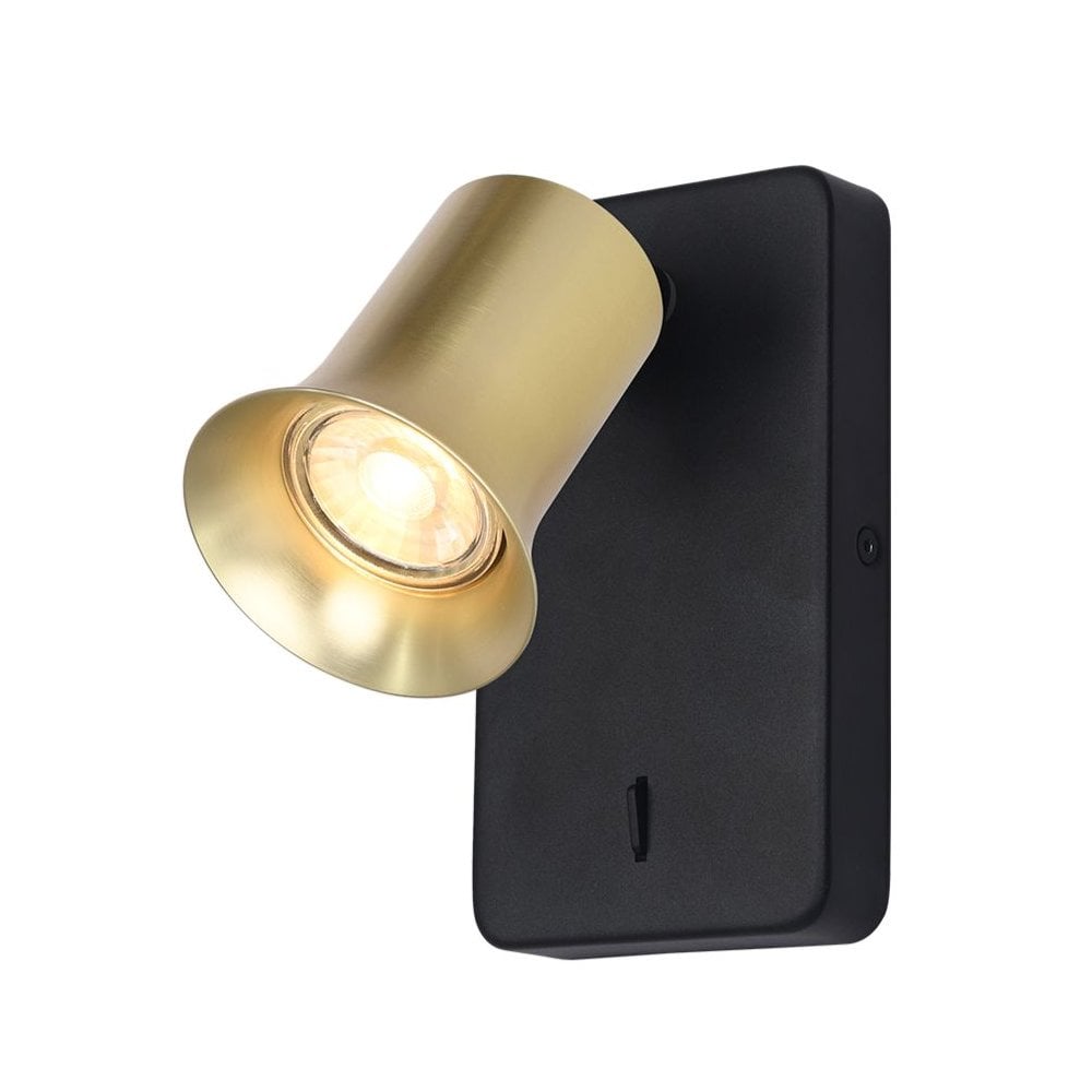 Franklite Broadway 1 Light Spotlight - Matt Black & Satin Brass