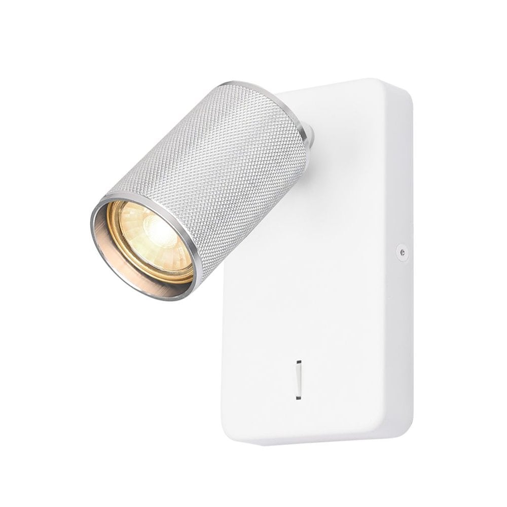 Franklite Broadway 1 Light Spotlight - Matt White & Polished Nickel