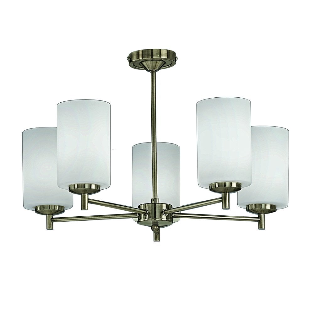 Franklite Decima 5 Light Fitting - Bronze & Matt Opal Glass