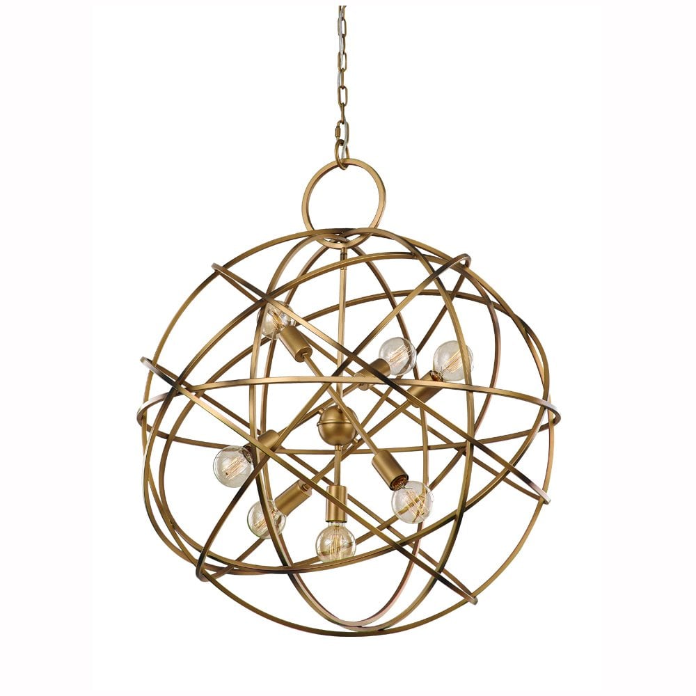 Franklite Orbit 7 Light Pendant - Matt Gold Ironwork