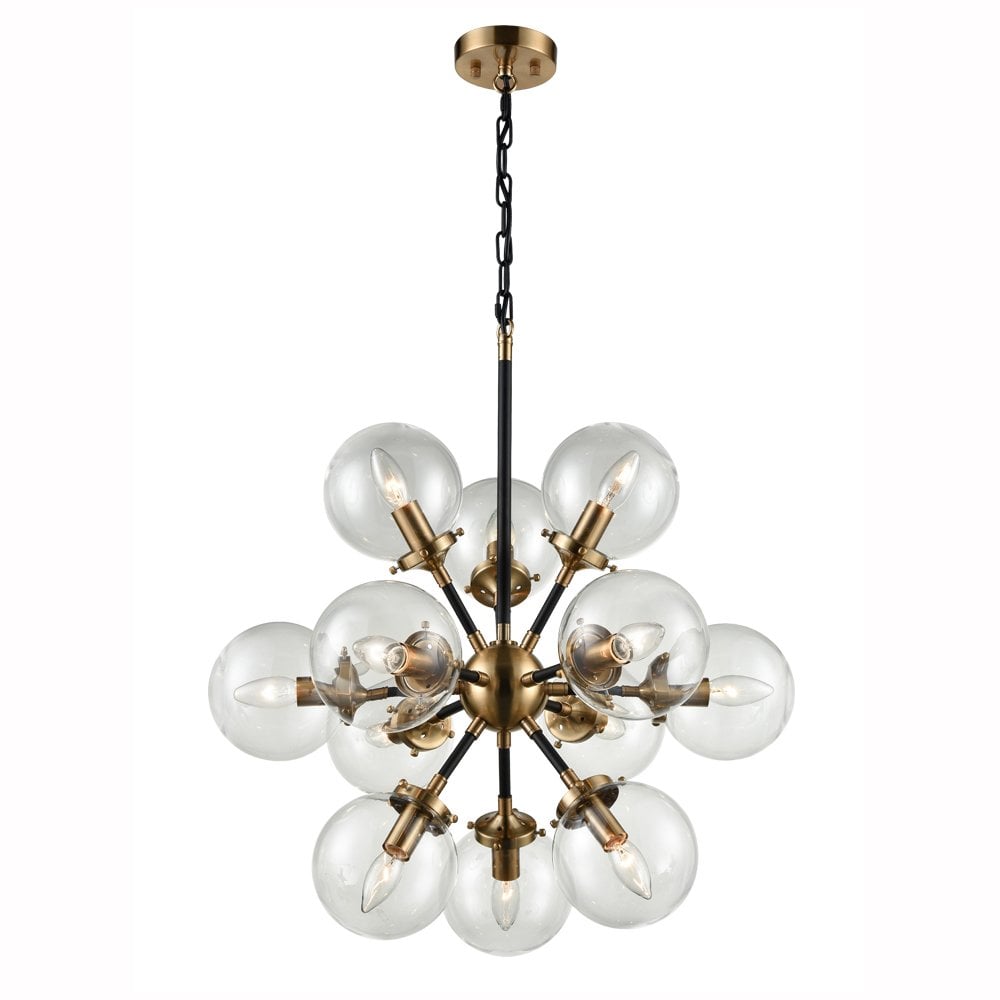 Franklite Reaction 12 Light Fitting - Matt Black & Antique Gold