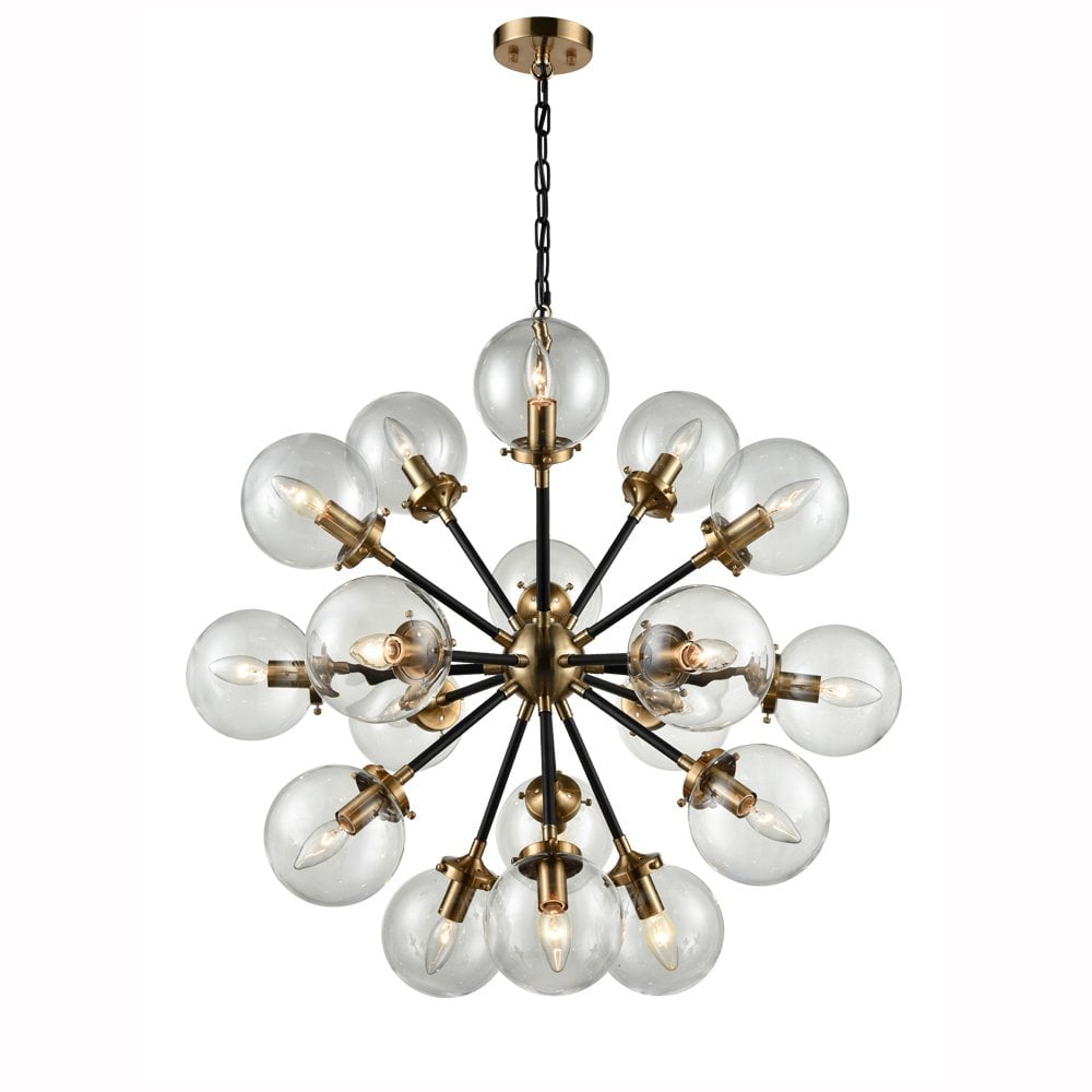 Franklite Reaction 18 Light Fitting - Matt Black & Antique Gold
