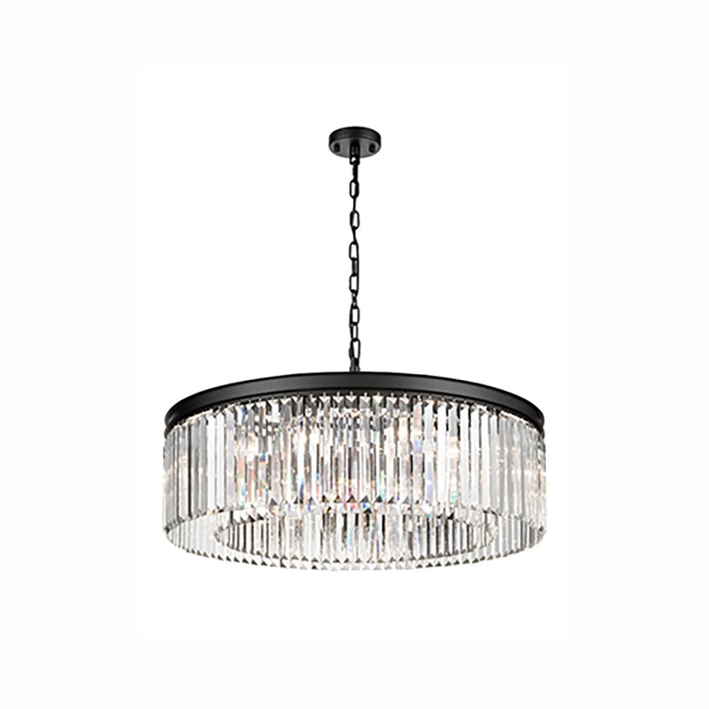 Franklite Perdita 10 Light Pendant - Matt Black & Crystal
