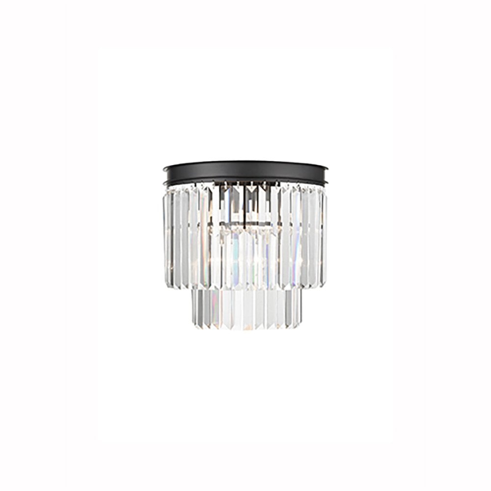 Franklite Perdita 3 Light Wall Bracket - Matt Black & Crystal