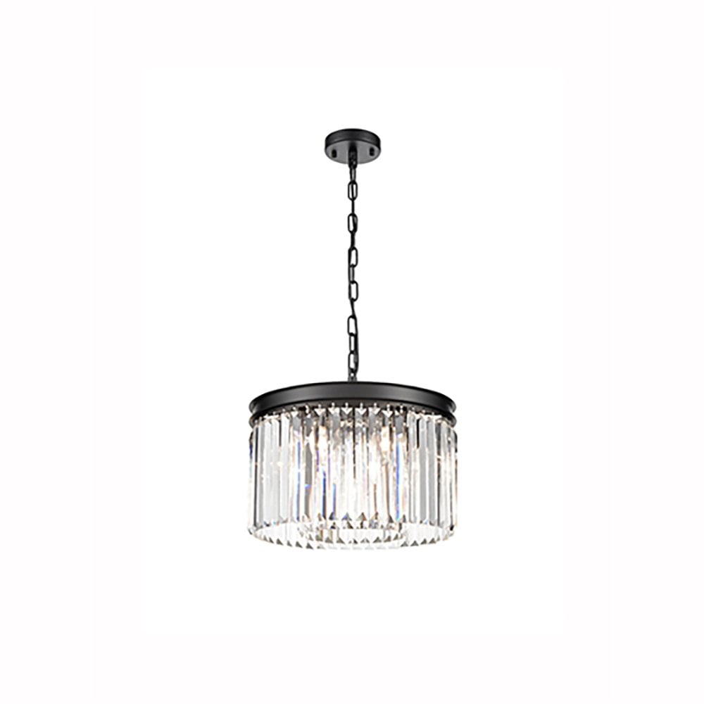 Franklite Perdita 5 Light Pendant - Matt Black & Crystal