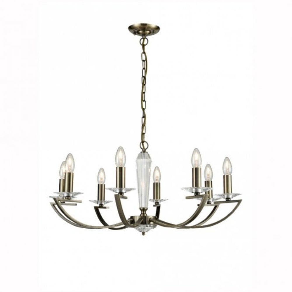 Franklite Artemis 8 Light Fitting - Bronze & Crystal Glass