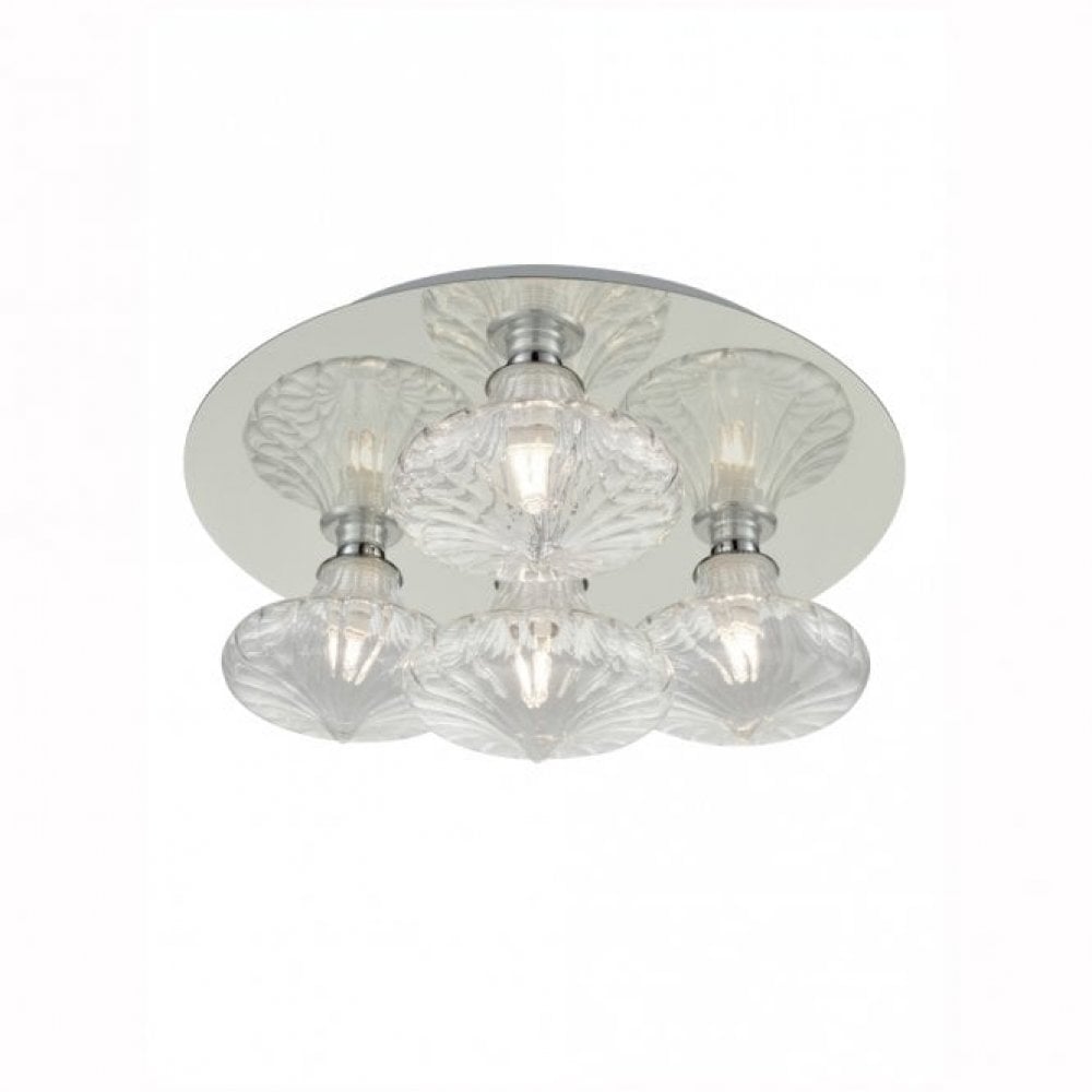 Franklite Odette 4 light Flush Fitting IP44 - Chrome & Clear Glass