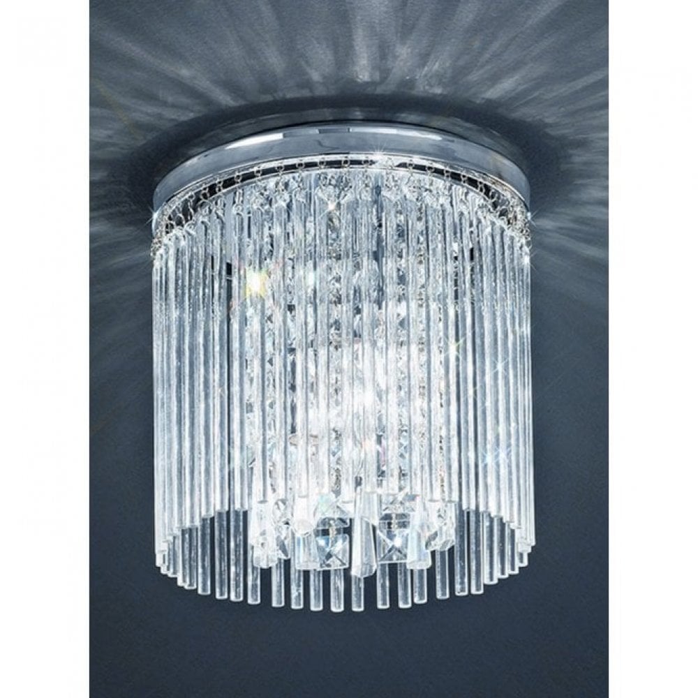 Franklite Deima 250mm Flush IP44 - Chrome & Crystal