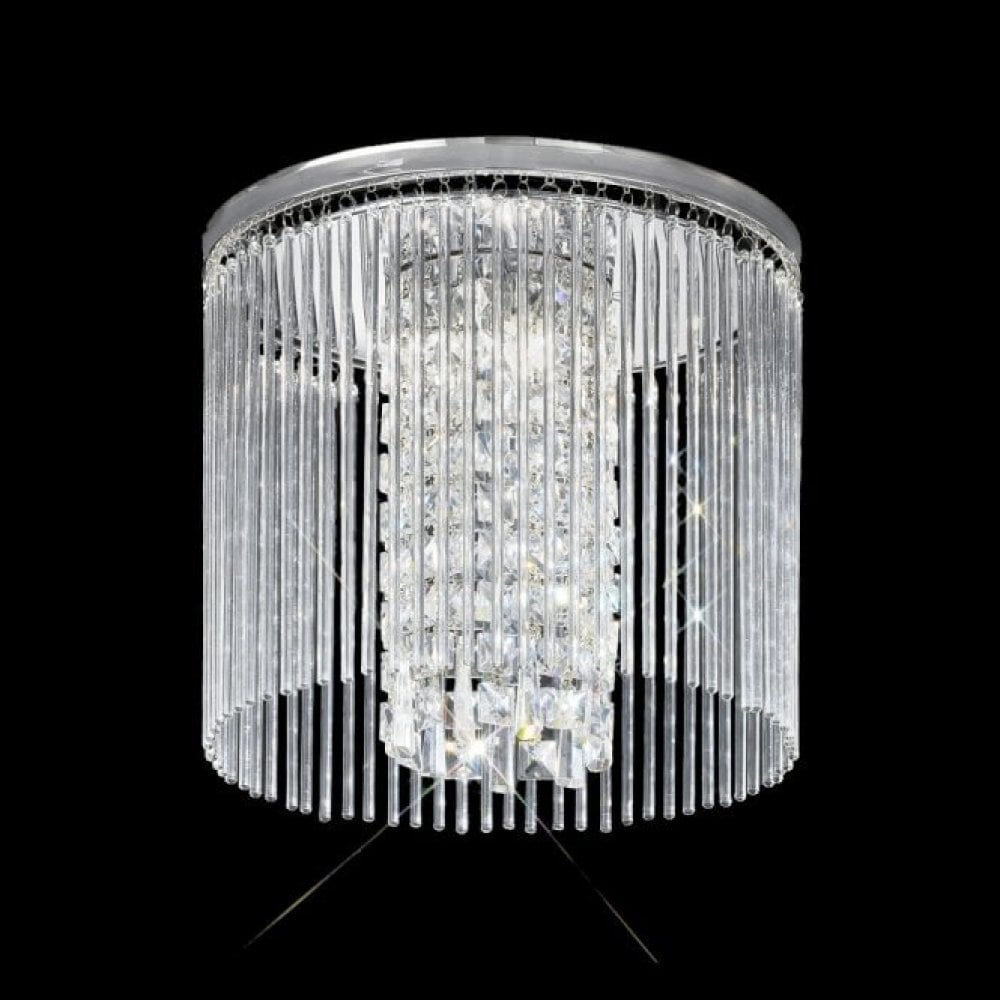 Franklite Deima 350mm Flush IP44 - Chrome & Crystal