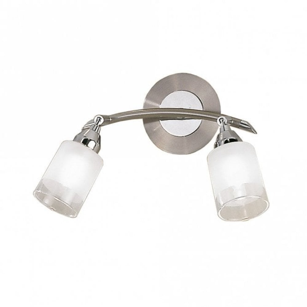 Franklite Campani 2 Light Wall Bracket - Satin Nickel & Clear Glass