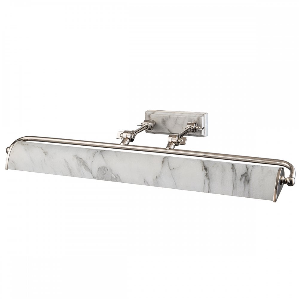 Elstead Winchfield 4 Light Large Picture Light - Polished Nickel & White Marble Effect