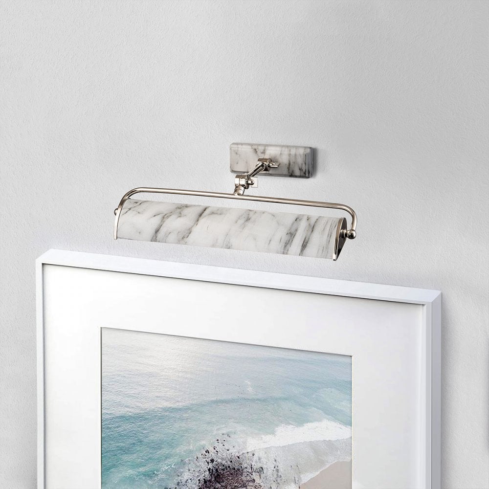 Elstead Winchfield 2 Light Medium Picture Light - Polished Nickel & White Marble Effect