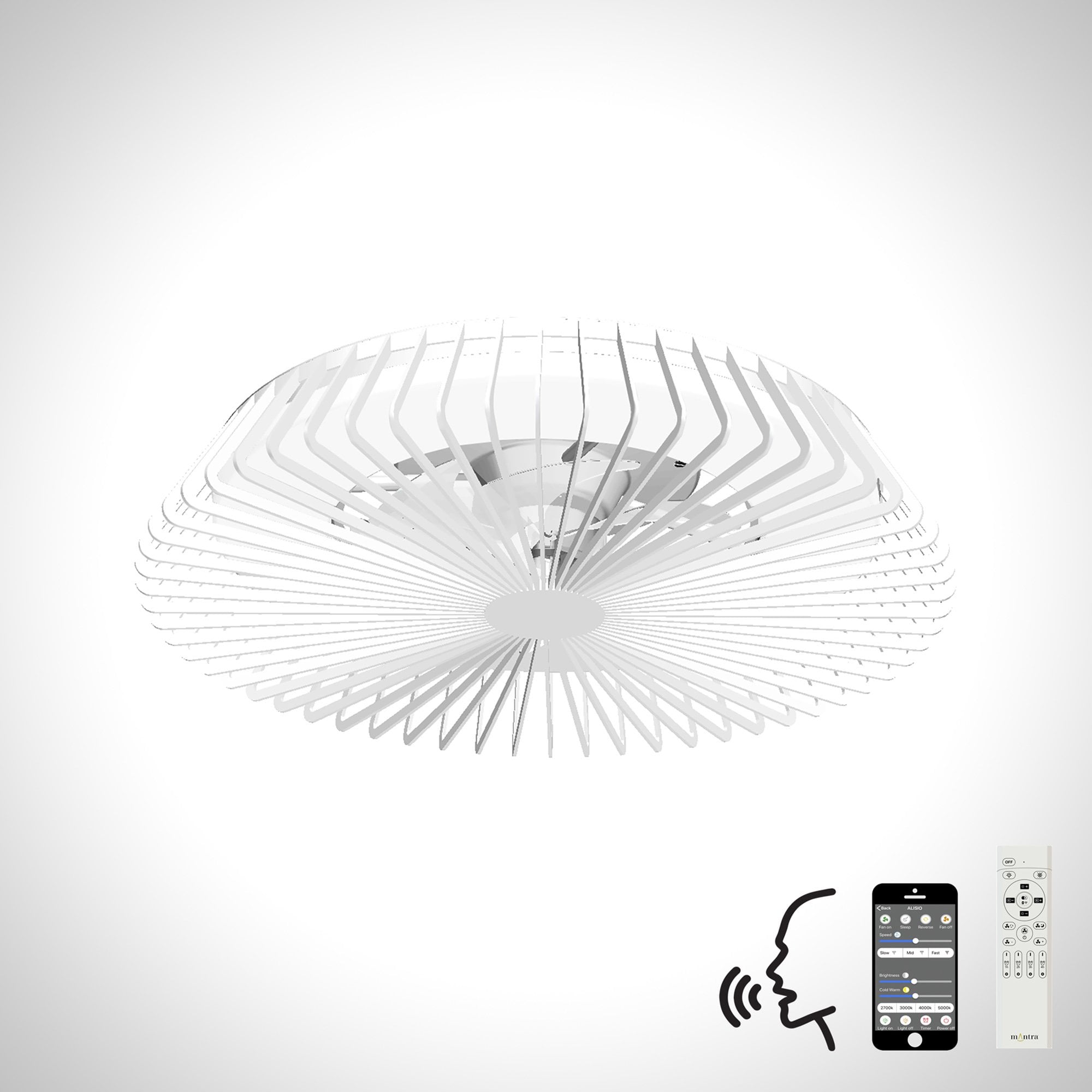 Mantra Himalaya 70W LED Dimmable Ceiling Light & Fan, Remote, APP ,  Voice Controlled, White