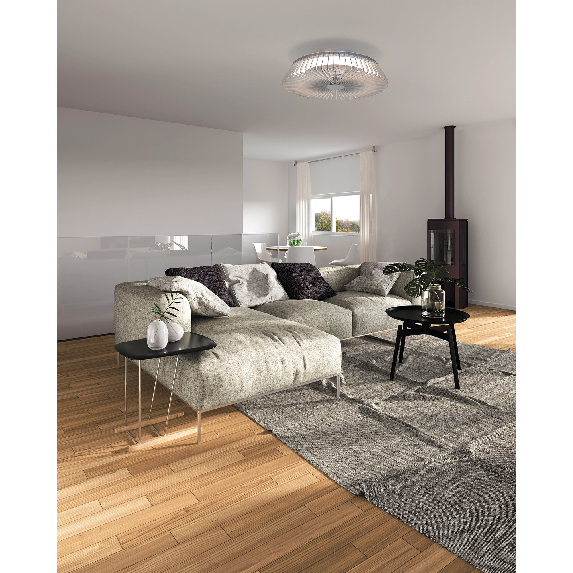 Mantra Himalaya 70W LED Dimmable Ceiling Light & Fan, Remote, APP ,  Voice Controlled, Black